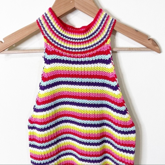 Anthropologie John + Jenn Multi Rainbow Knit Halter Percy Sweater Tank XS NWT - Picture 3 of 8